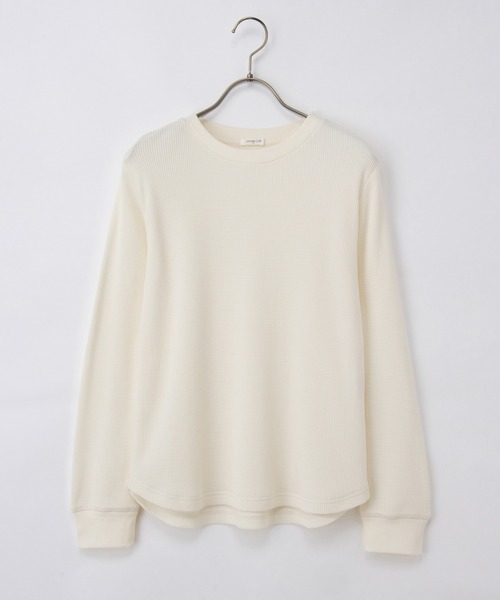 Honeys（ハニーズ）の「ワッフルＴシャツ（Tシャツ/カットソー・レディース・ブラック/ブラック×ベージュ/コーラルピンク/ピンク系その他/サックスブルー/杢グレー/オフホワイト/ブルー系その他3・LL/L/M/S）」の11枚目の写真