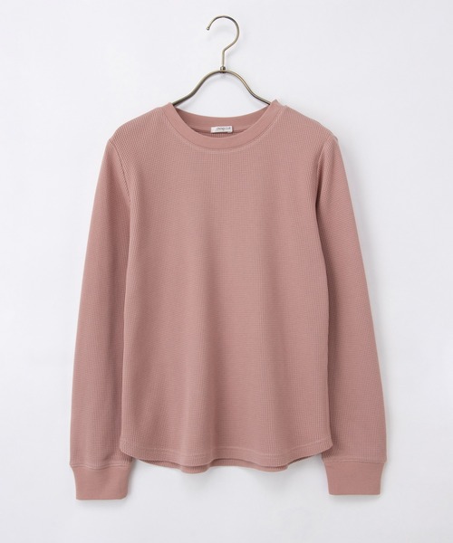 Honeys（ハニーズ）の「ワッフルＴシャツ（Tシャツ/カットソー・レディース・ブラック/ブラック×ベージュ/コーラルピンク/ピンク系その他/サックスブルー/杢グレー/オフホワイト/ブルー系その他3・LL/L/M/S）」の17枚目の写真