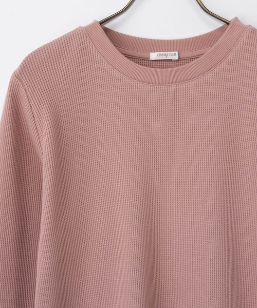 Honeys（ハニーズ）の「ワッフルＴシャツ（Tシャツ/カットソー・レディース・ブラック/ブラック×ベージュ/コーラルピンク/ピンク系その他/サックスブルー/杢グレー/オフホワイト/ブルー系その他3・LL/L/M/S）」の18枚目の写真