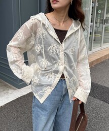 fredy emue | 3D刺繍フードシャツ(シャツ/ブラウス)