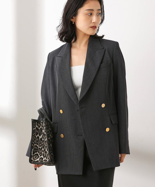 journal standard L'essage（ジャーナルスタンダードレサージュ）の「《追加4》ヴィスポリギャバブレザージャケット（テーラードジャケット・レディース・グレー/ネイビー・FREE）」の7枚目の写真