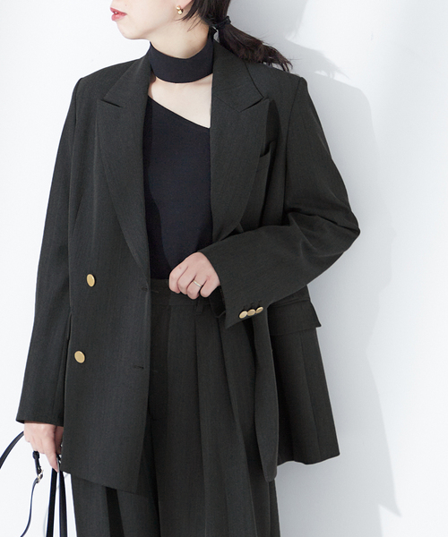 journal standard L'essage（ジャーナルスタンダードレサージュ）の「《追加4》ヴィスポリギャバブレザージャケット（テーラードジャケット・レディース・グレー/ネイビー・FREE）」の15枚目の写真