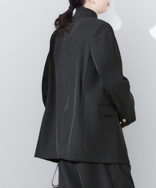 journal standard L'essage（ジャーナルスタンダードレサージュ）の「《追加4》ヴィスポリギャバブレザージャケット（テーラードジャケット・レディース・グレー/ネイビー・FREE）」の16枚目の写真
