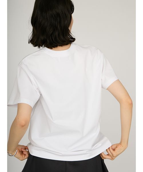 emmi（エミ）の「emmiロゴTシャツ（Tシャツ/カットソー・レディース・ベージュ/ホワイト/チャコールグレー/ブルー・F）」の7枚目の写真