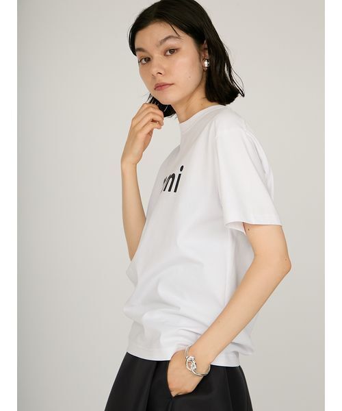emmi（エミ）の「emmiロゴTシャツ（Tシャツ/カットソー・レディース・ベージュ/ホワイト/チャコールグレー/ブルー・F）」の8枚目の写真
