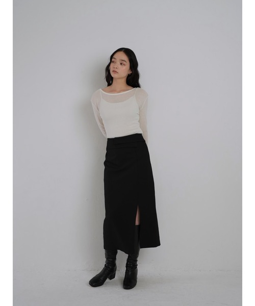 Geeong(ジーオン)の「スリット ロングスカート(スカート・レディース・ブラウン/チャコールグレー・FREE)」の10枚目の写真