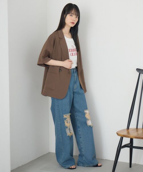 RETRO GIRL(レトロガール)の「ダブルテーラードJK(テーラードジャケット・レディース・チャコールグレー/ダークブラウン/ベージュ・FREE)」の21枚目の写真