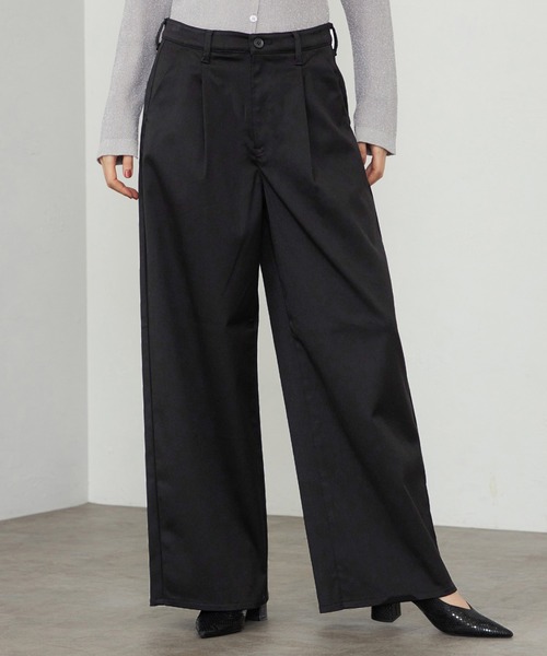 EDWIN（エドウィン）の「【WEB・直営店舗限定】EDWIN LADIES ハタラクロ タックワイドスラックスパンツ（スラックス・レディース・ブラック・X-SMALL/X-LARGE/LARGE/MEDIUM/SMALL）」の2枚目の写真