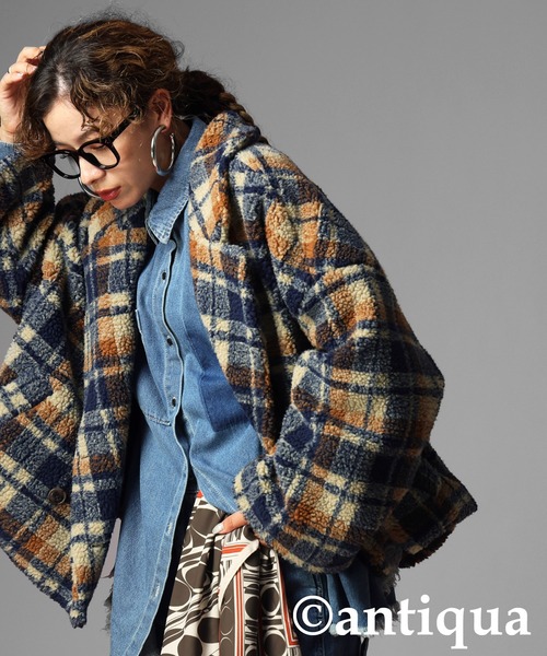 チェックボアジャケット