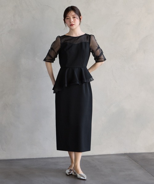 AIMER(エメ)の「シャンブレーオーガンジースリーブペプラムタイトパーティードレス 結婚式 お呼ばれ ドレス 20代 30代 40代(ドレス・レディース・キャメル/カーキ/ブラック・MEDIUM)」の21枚目の写真