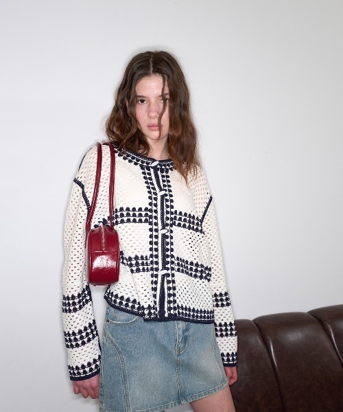 GENERAL IDEA（ジェネラルアイデア）の「GENERAL IDEA/ジェネラルアイディア crochet loose fit cardigan カーディガン（カーディガン/ボレロ・レディース・ブルー/ネイビー/レッド・S/M/L）」の6枚目の写真