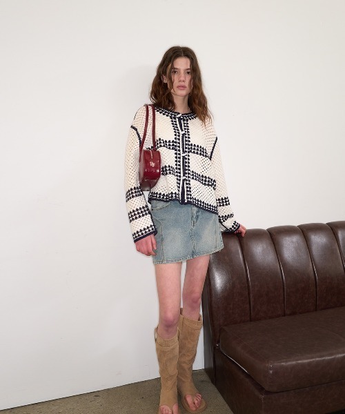 GENERAL IDEA（ジェネラルアイデア）の「GENERAL IDEA/ジェネラルアイディア crochet loose fit cardigan カーディガン（カーディガン/ボレロ・レディース・ブルー/ネイビー/レッド・S/M/L）」の7枚目の写真