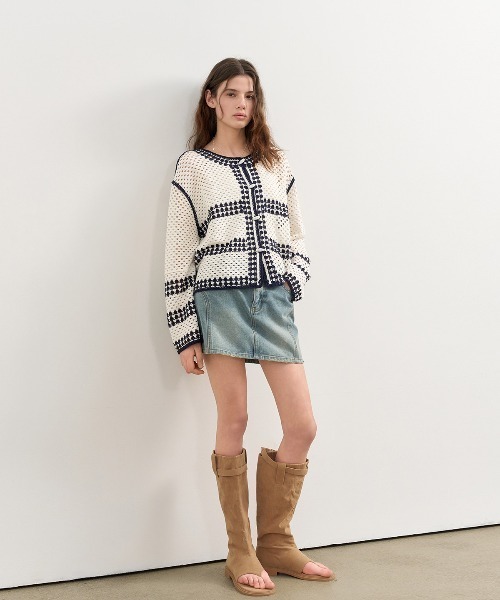 GENERAL IDEA（ジェネラルアイデア）の「GENERAL IDEA/ジェネラルアイディア crochet loose fit cardigan カーディガン（カーディガン/ボレロ・レディース・ブルー/ネイビー/レッド・S/M/L）」の10枚目の写真