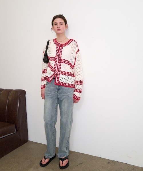 GENERAL IDEA（ジェネラルアイデア）の「GENERAL IDEA/ジェネラルアイディア crochet loose fit cardigan カーディガン（カーディガン/ボレロ・レディース・ブルー/ネイビー/レッド・S/M/L）」の19枚目の写真