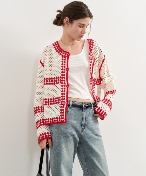 GENERAL IDEA（ジェネラルアイデア）の「GENERAL IDEA/ジェネラルアイディア crochet loose fit cardigan カーディガン（カーディガン/ボレロ・レディース・ブルー/ネイビー/レッド・S/M/L）」の16枚目の写真