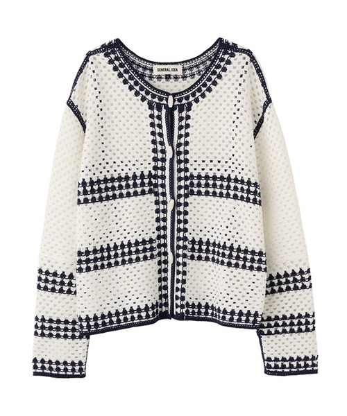 GENERAL IDEA（ジェネラルアイデア）の「GENERAL IDEA/ジェネラルアイディア crochet loose fit cardigan カーディガン（カーディガン/ボレロ・レディース・ブルー/ネイビー/レッド・S/M/L）」の4枚目の写真