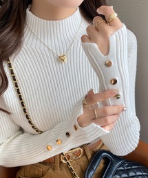 L LABEL（エルラベル）の「袖口ボタンハイネックリブニット（ニット/セーター）」