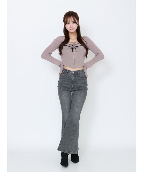 EATME バイカラーキャミニットアンサンブル グレー バイカラーキャミニットアンサンブル（ニット/セーター）｜EATME