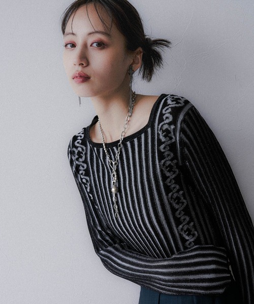 HAREニットセーター フラワーモチーフメランジニット(HARE)（ニット/セーター）｜HARE