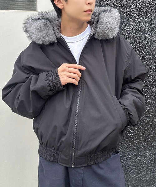 裏ボアフーディミックスファージャケット（ブルゾン）｜MandO（Auntie