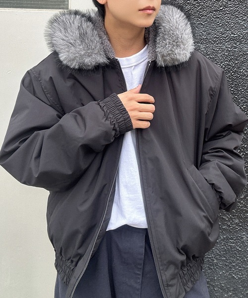 セール】裏ボアフーディミックスファージャケット（ブルゾン）｜MandO