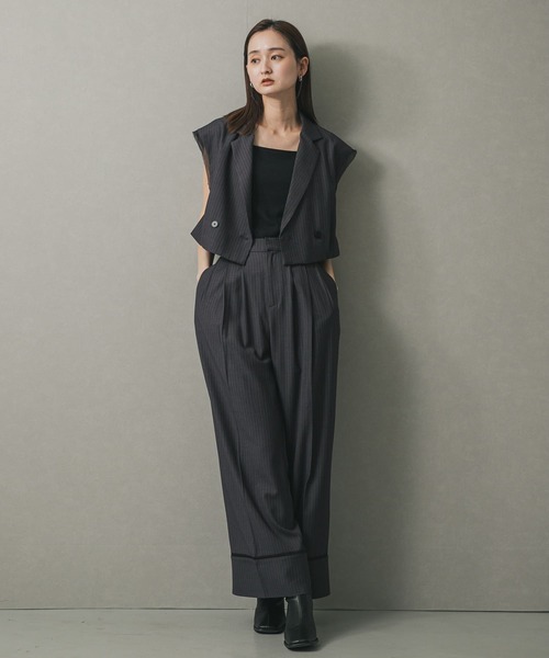 SENSE OF PLACE by URBAN RESEARCH（センスオブプレイスバイアーバンリサーチ）の「テーラードクロップドジレ（ベスト・レディース・ブラック/グレー系その他・ONE）」の7枚目の写真