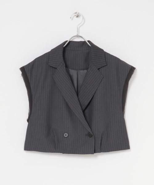 SENSE OF PLACE by URBAN RESEARCH（センスオブプレイスバイアーバンリサーチ）の「テーラードクロップドジレ（ベスト・レディース・ブラック/グレー系その他・ONE）」の10枚目の写真