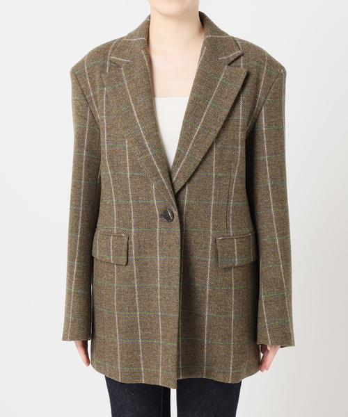 セール】【金子綾さん着用】BRITISH WOOLチェックジャケット