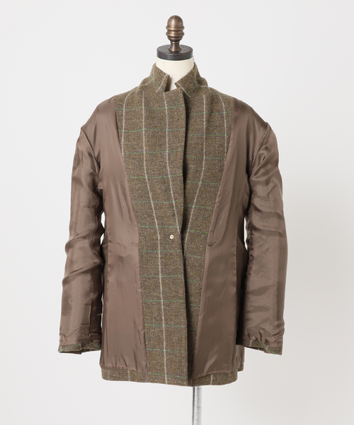 journal standard L'essage（ジャーナルスタンダードレサージュ）の「【金子綾さん着用】BRITISH WOOLチェックジャケット（テーラードジャケット・レディース・カーキ・FREE）」の4枚目の写真