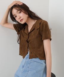 Bab（バブ）の「ライトスエード半袖メロウシャツ（Tシャツ/カットソー・レディース）」