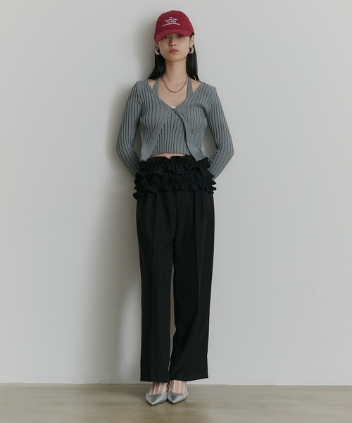 フロントボタン レイヤードニットトップス（Tシャツ/カットソー）｜SEN