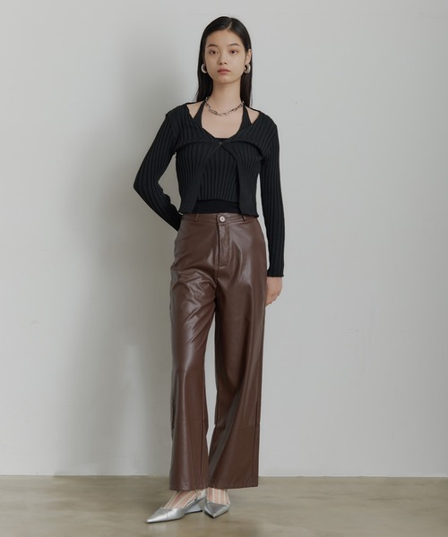 フロントボタン レイヤードニットトップス（Tシャツ/カットソー）｜SEN