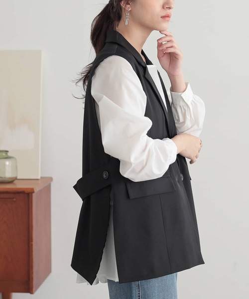 n'OrLABEL(ノアールレーベル)の「【機能素材】『サイドオープンジレ』(ベスト・レディース・モカ/ブラック・2/1)」の17枚目の写真