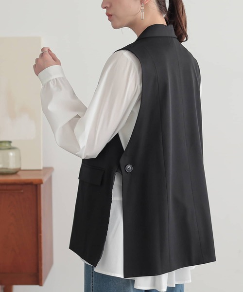 n'OrLABEL(ノアールレーベル)の「【機能素材】『サイドオープンジレ』(ベスト・レディース・モカ/ブラック・2/1)」の3枚目の写真