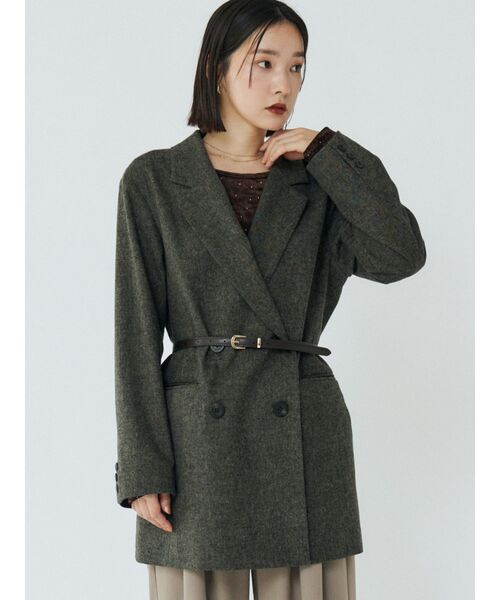 LAGUNAMOON（ラグナムーン）の「ウールロングテーラードジャケット（テーラードジャケット・レディース・ブラウン/グレー・FREE）」の2枚目の写真