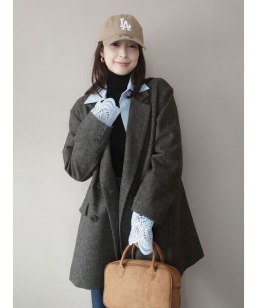 LAGUNAMOON（ラグナムーン）の「ウールロングテーラードジャケット（テーラードジャケット・レディース・ブラウン/グレー・FREE）」の13枚目の写真