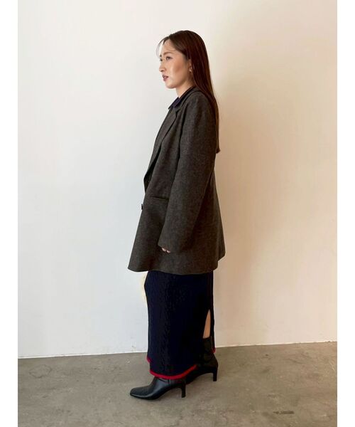 LAGUNAMOON(ラグナムーン)の「ウールロングテーラードジャケット(テーラードジャケット・レディース・ブラウン/グレー・FREE)」の5枚目の写真