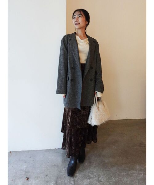 LAGUNAMOON(ラグナムーン)の「ウールロングテーラードジャケット(テーラードジャケット・レディース・ブラウン/グレー・FREE)」の14枚目の写真