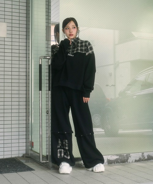 ANDGEEBEE（アンジービー）の「UNISEX 2WAYチェックロゴスウェットパンツ（スウェットパンツ・レディース・ブラック/ネイビー・FREE）」の11枚目の写真