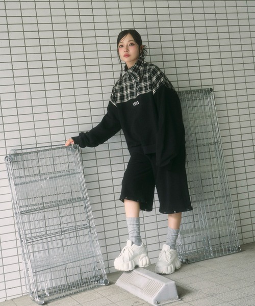 ANDGEEBEE（アンジービー）の「UNISEX 2WAYチェックロゴスウェットパンツ（スウェットパンツ・レディース・ブラック/ネイビー・FREE）」の15枚目の写真