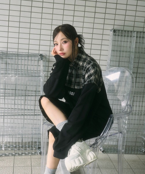 ANDGEEBEE（アンジービー）の「UNISEX 2WAYチェックロゴスウェットパンツ（スウェットパンツ・レディース・ブラック/ネイビー・FREE）」の16枚目の写真