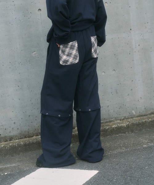 ANDGEEBEE（アンジービー）の「UNISEX 2WAYチェックロゴスウェットパンツ（スウェットパンツ・レディース・ブラック/ネイビー・FREE）」の4枚目の写真