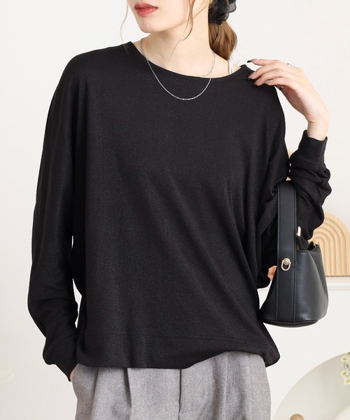 BRODIAEA（ブローディア）の「BRODIAEA ラメ調無地ドルマンカットソー（Tシャツ/カットソー・レディース・ブラック/グレー/カーキ/ベージュ・40）」の2枚目の写真