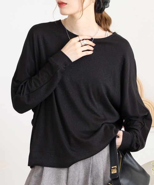 BRODIAEA（ブローディア）の「BRODIAEA ラメ調無地ドルマンカットソー（Tシャツ/カットソー・レディース・ブラック/グレー/カーキ/ベージュ・40）」の5枚目の写真