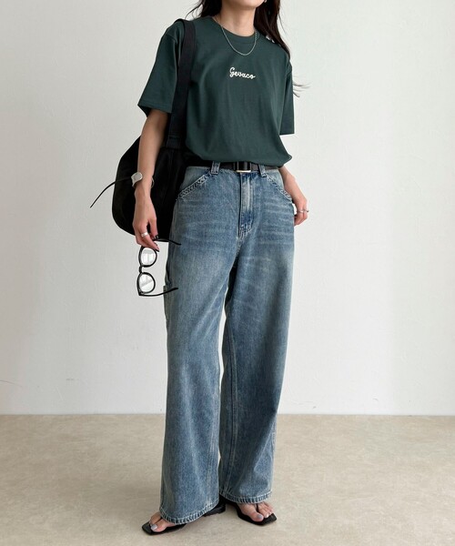 fredy emue(フレディエミュ)の「【GEVACO/ゲバコ】ワンポイントロゴチェーン刺繍半袖Tシャツ(Tシャツ/カットソー・レディース・カーキ/ブラック/オフホワイト/レッド・38)」の5枚目の写真