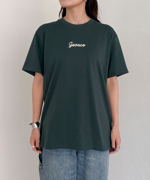 fredy emue(フレディエミュ)の「【GEVACO/ゲバコ】ワンポイントロゴチェーン刺繍半袖Tシャツ(Tシャツ/カットソー・レディース・カーキ/ブラック/オフホワイト/レッド・38)」の11枚目の写真