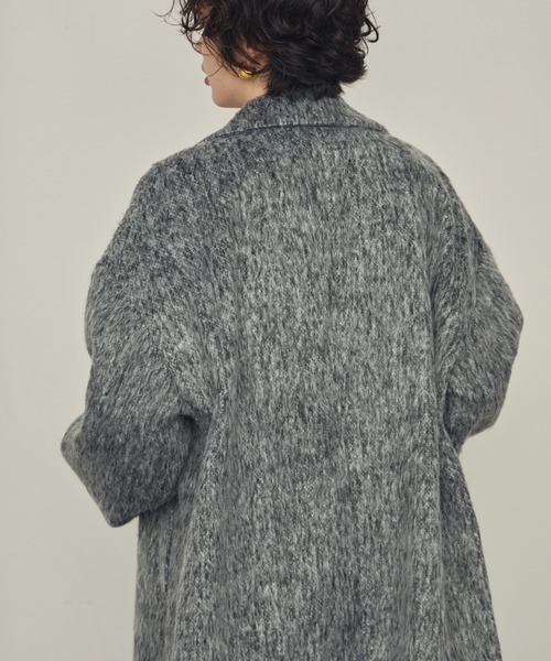 Trish（トリッシュ）の「シャギーミドルテーラーコート（ステンカラーコート・レディース・グレー/チャコールグレー・MEDIUM）」の14枚目の写真