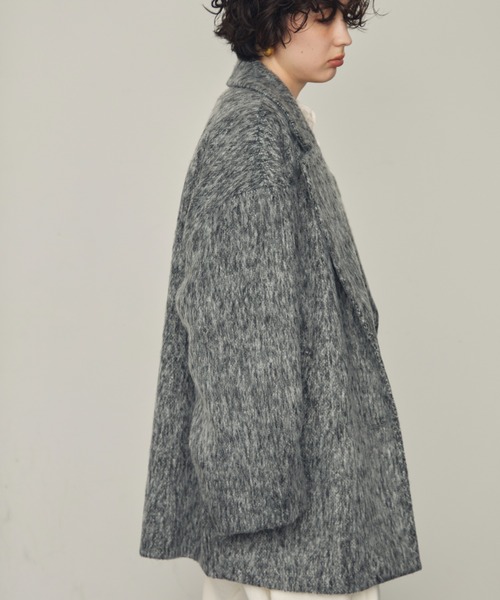 Trish（トリッシュ）の「シャギーミドルテーラーコート（ステンカラーコート・レディース・グレー/チャコールグレー・MEDIUM）」の16枚目の写真