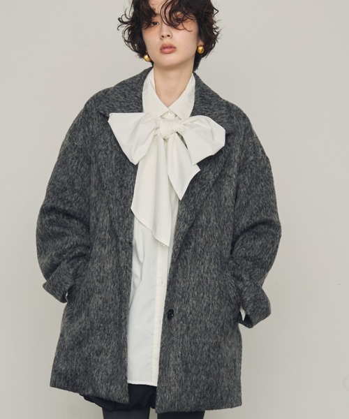 セール】シャギーミドルテーラーコート（ステンカラーコート）｜Trish