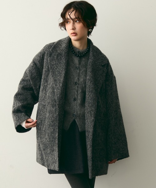 セール】シャギーミドルテーラーコート（ステンカラーコート）｜Trish